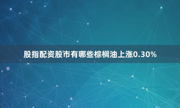 股指配资股市有哪些棕榈油上涨0.30%