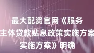 最大配资官网　　《服务业经营主体贷款贴息政策实施方案》明确